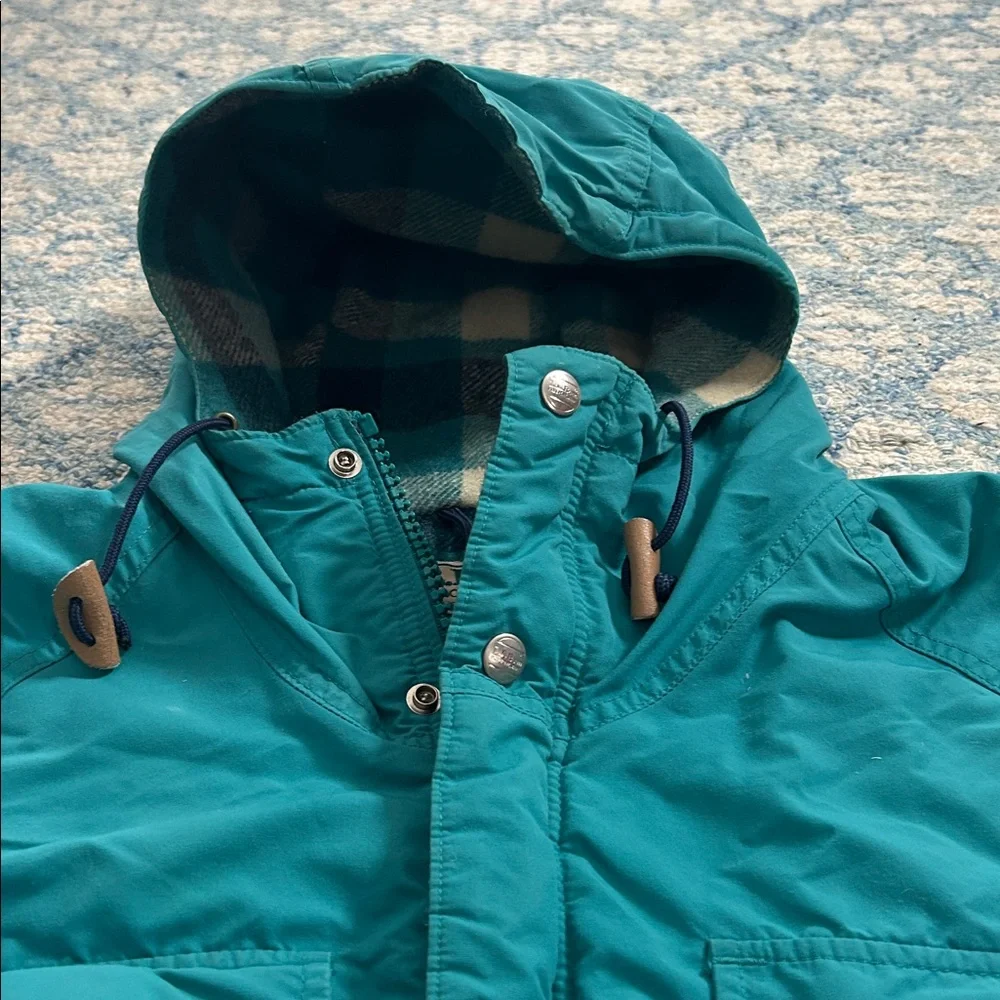 L.L. Bean vintage teal flannel lined multi pocket coat jacket medium - Picture 7 of 9